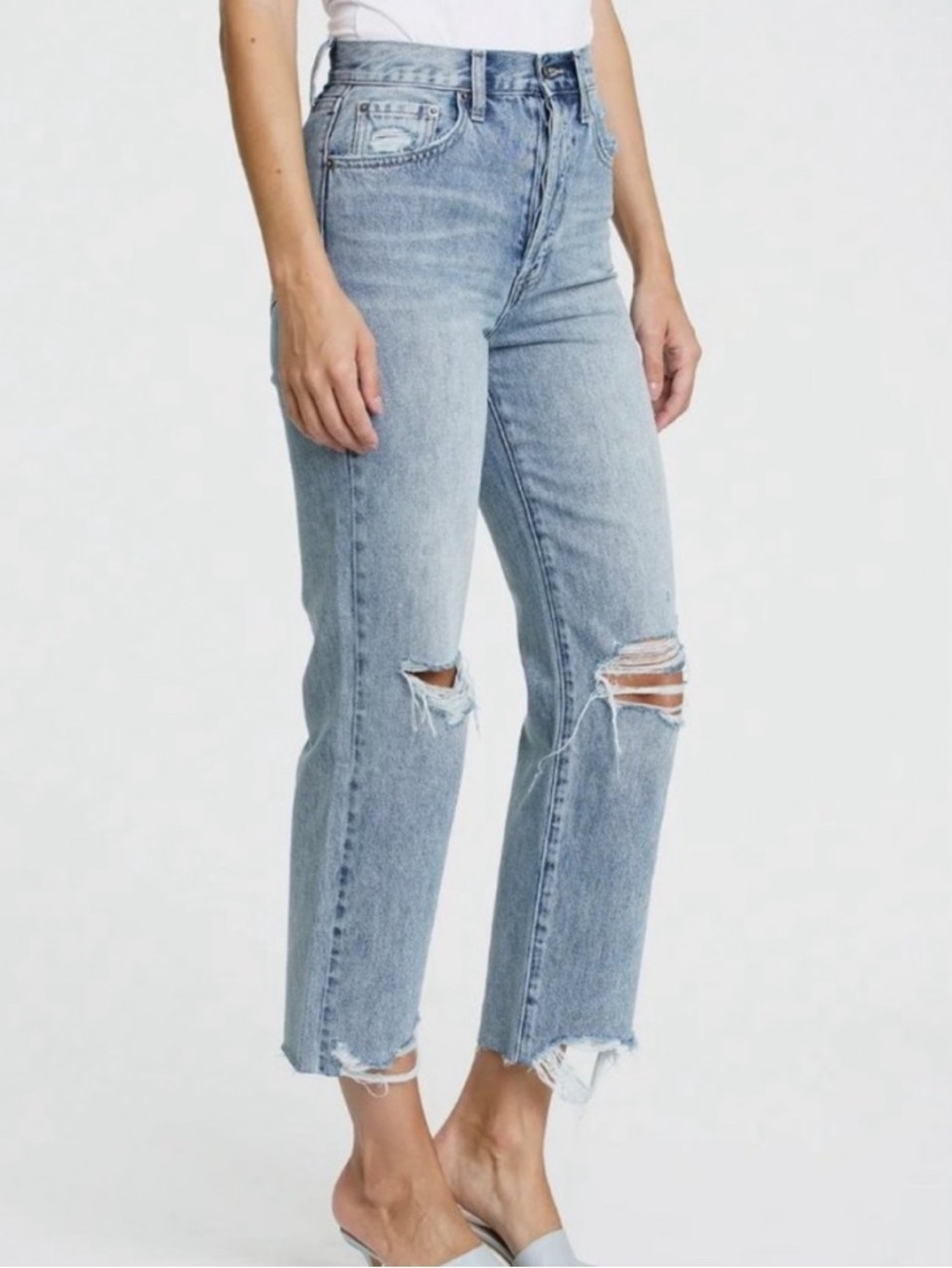 Pistola Cassie High Rise Crop Straight Denim Jean Los Feliz Distressed Size 28 6